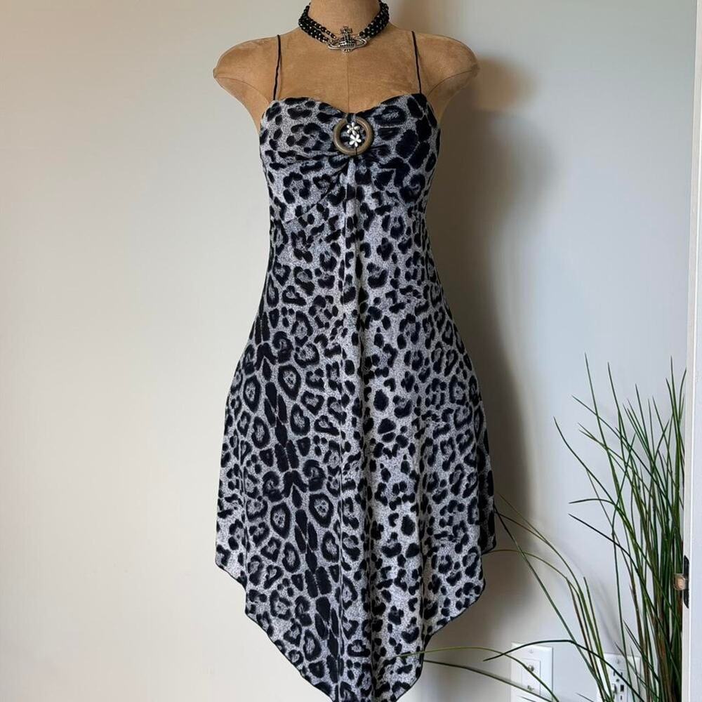 Silver grey leopard print handkerchief Dress